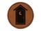 Outhouse Silhouette Toilet Round Iron-On Engraved Faux Leather Patch Applique - 2.5"